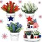 Set 4th of July Small Fake Plants Memorial Day Mini Artificial Potted Plants